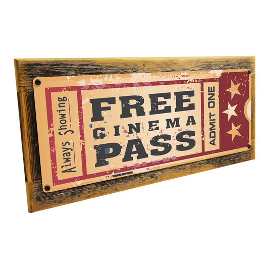 Framed Home Cinema Movie Ticket Metal Sign