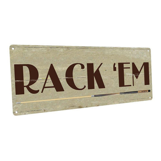 Rack 'Em Billiards Or Pool Metal Sign