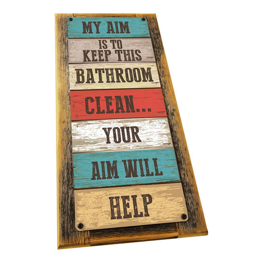 Framed My Aim Is To Keep This Bathroom Clean Metal Sign