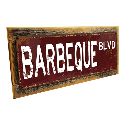 Framed Barbeque Blvd Metal Sign