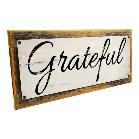 Framed Grateful Metal Sign