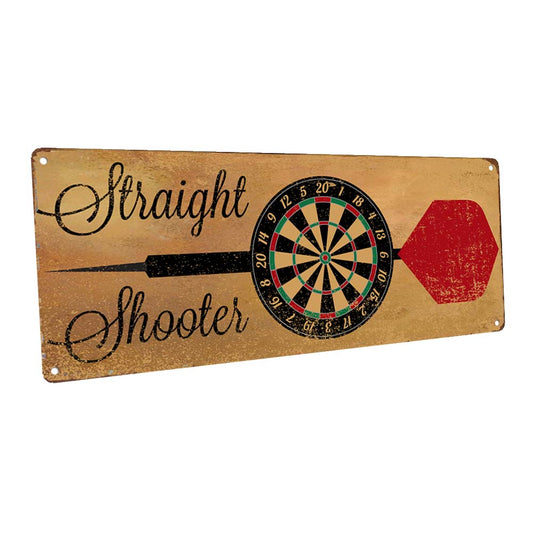 Straight Shooter Bulls Eye Dart Metal Sign
