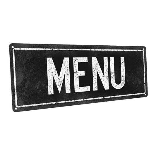 Black Menu Metal Sign