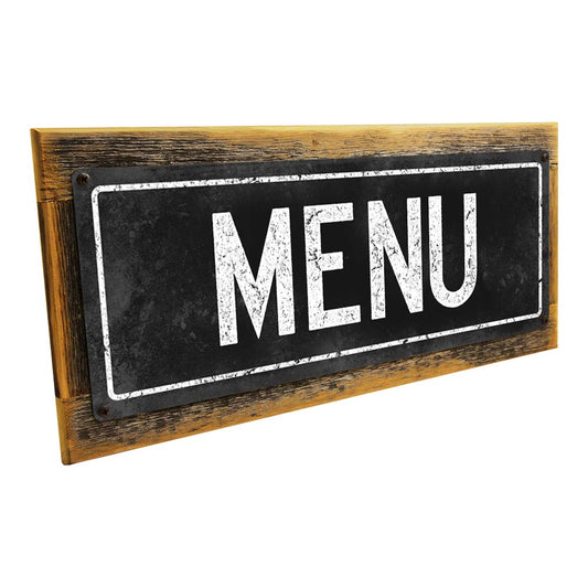 Framed Black Menu Metal Sign