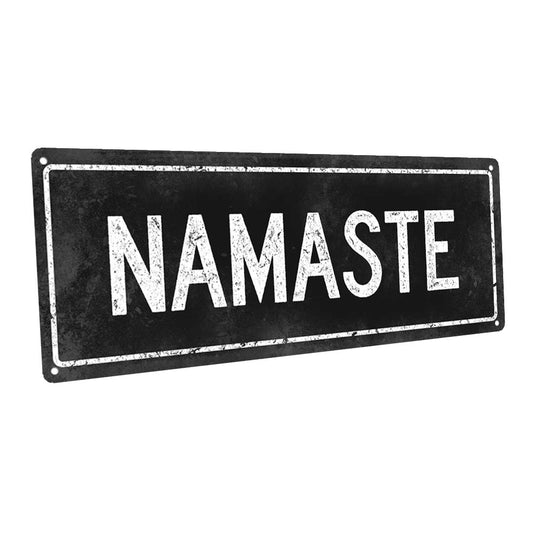 Black Namaste Metal Sign