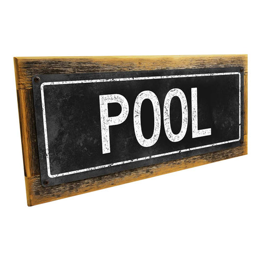 Framed Black Pool Metal Sign