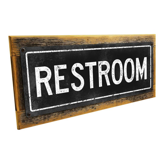 Framed Black Restroom Metal Sign