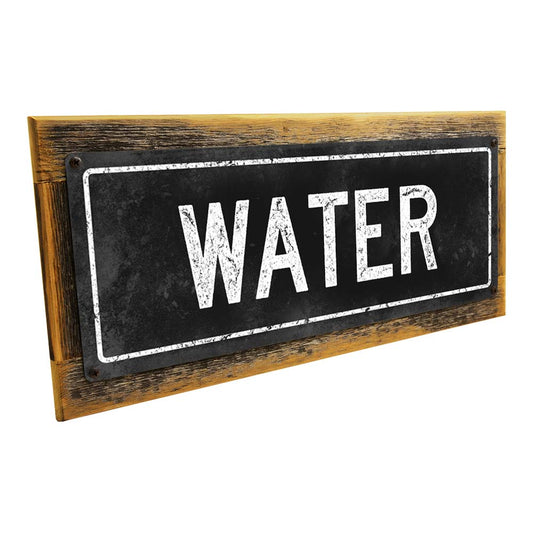 Framed Black Water Metal Sign