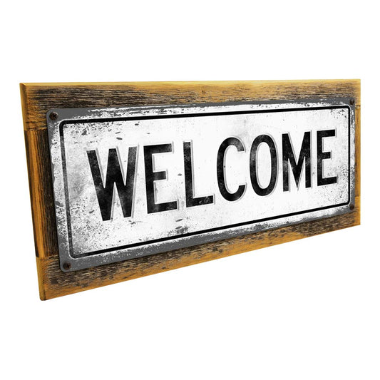 Framed Welcome Metal Sign
