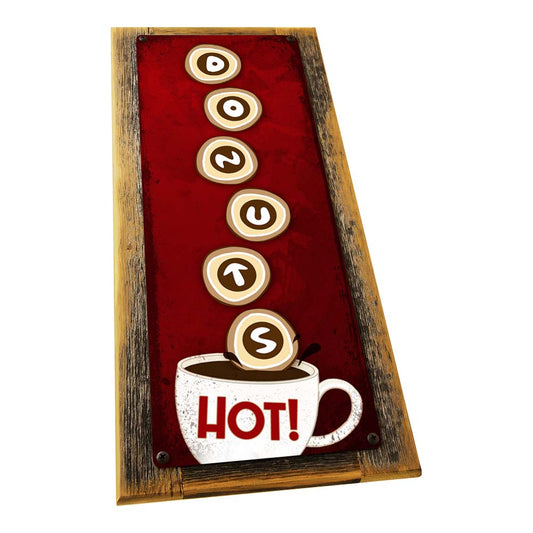 Framed Hot Donuts Metal Sign