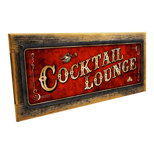 Framed Red Cocktail Lounge Metal Sign