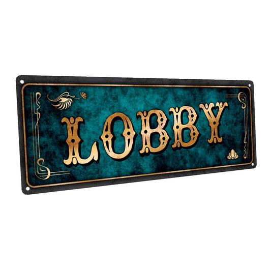 Blue Lobby Metal Sign