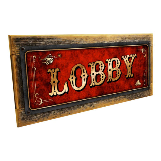 Framed Red Lobby Metal Sign