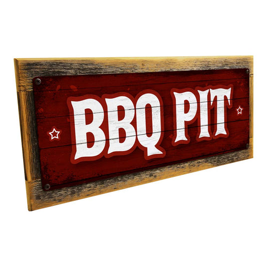 Framed BBQ Pit Metal Sign