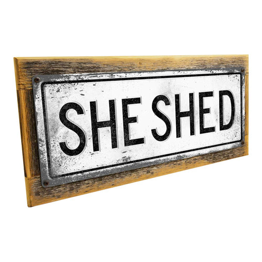 Framed She Shed Metal Sign