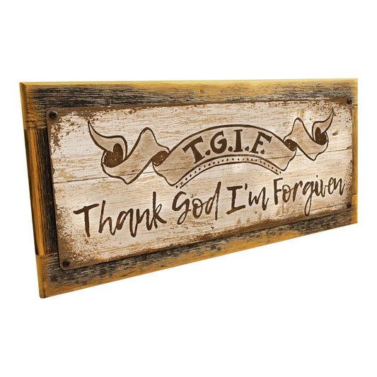 Framed Thank God I'M Forgiven Metal Sign