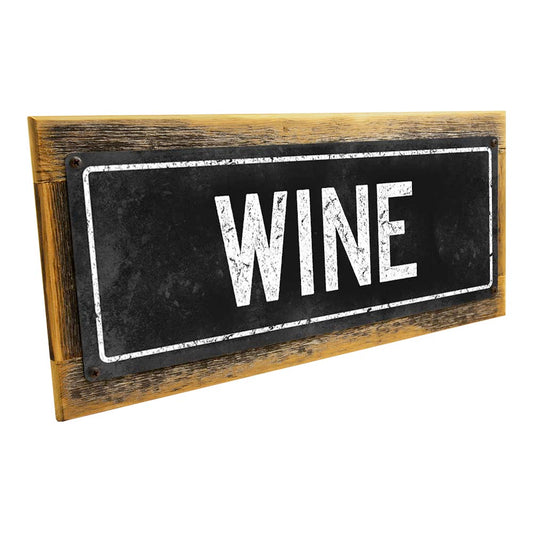 Framed Black Wine Metal Sign