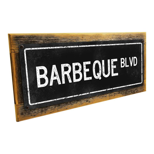 Framed Black Barbeque Blvd Metal Sign