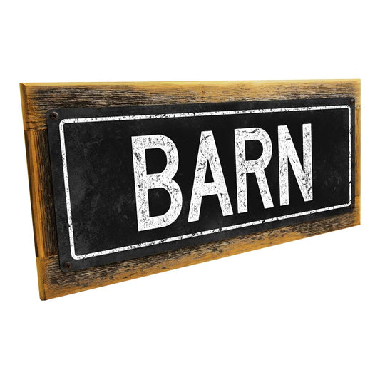 Framed Black Barn Metal Sign