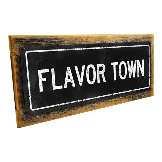 Framed Black Flavor Town Metal Sign
