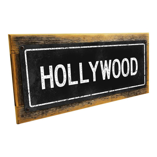 Framed Black Hollywood Metal Sign