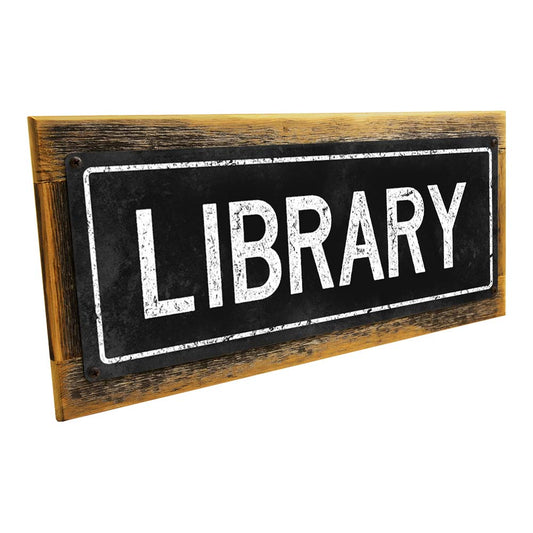 Framed Black Library Metal Sign