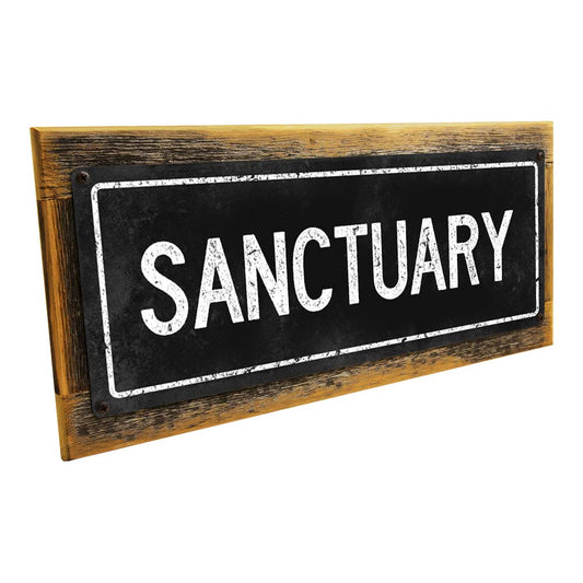 Framed Black Sanctuary Metal Sign