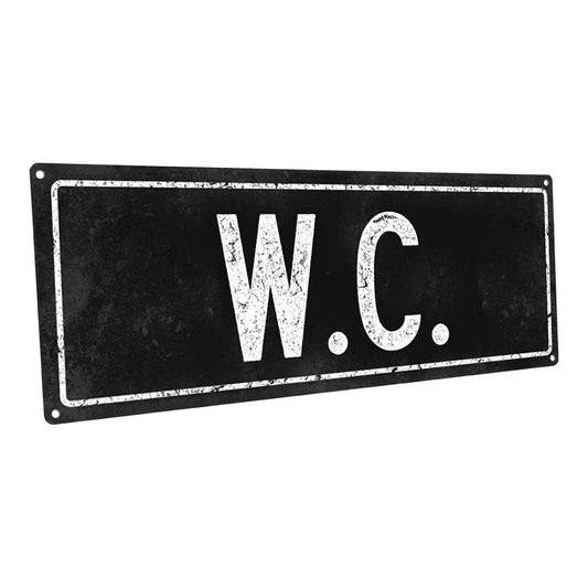 Black WC Metal Sign