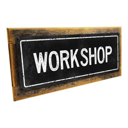 Framed Black Workshop Metal Sign