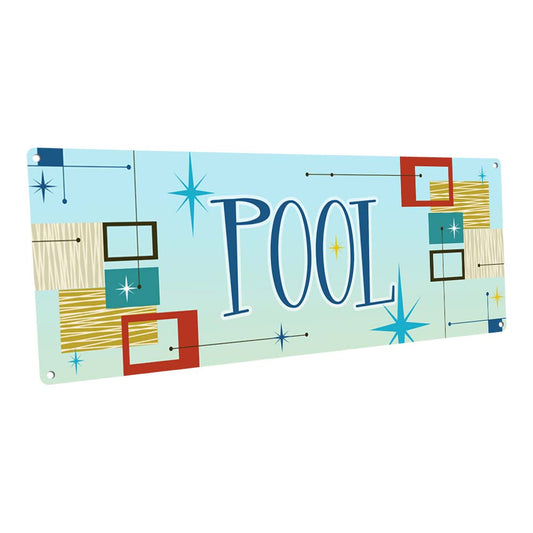 Mid-Century Pool Metal Sign
