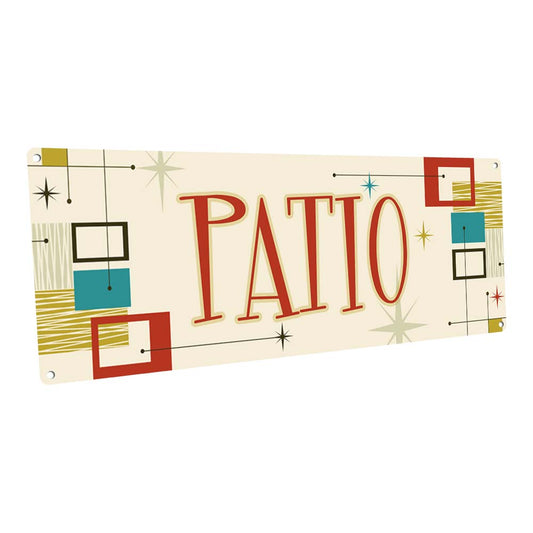 Beige Mid-Century Patio Metal Sign