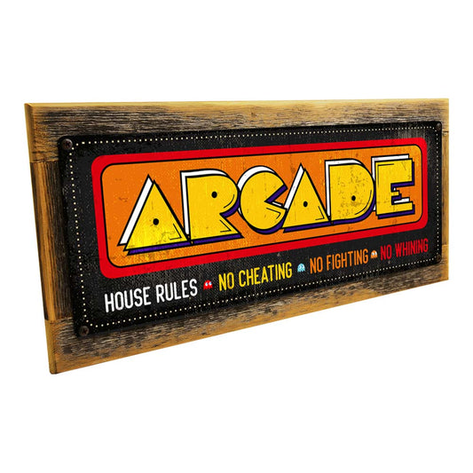 Framed Retro Distressed Arcade Metal Sign