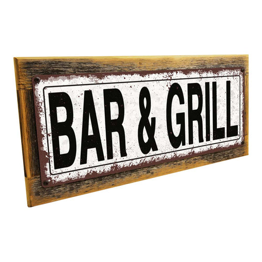 Framed Bar & Grill Metal Sign