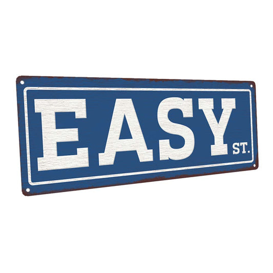Blue Easy St. Metal Sign