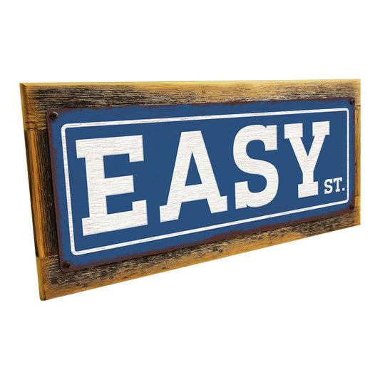 Framed Blue Easy St. Metal Sign