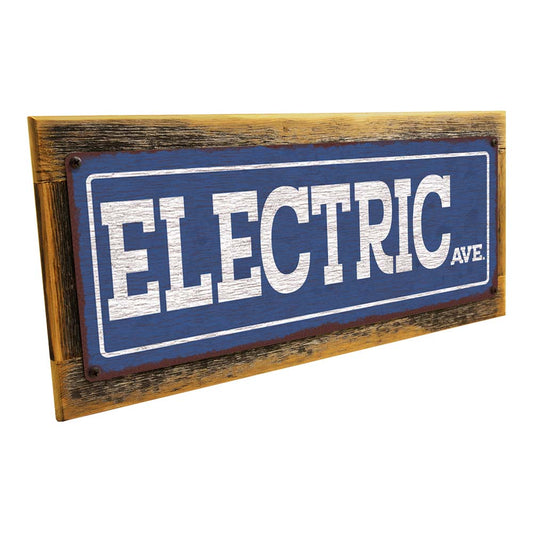 Framed Blue Electric Ave. Metal Sign