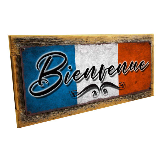 Framed Bienvenue French Welcome Metal Sign