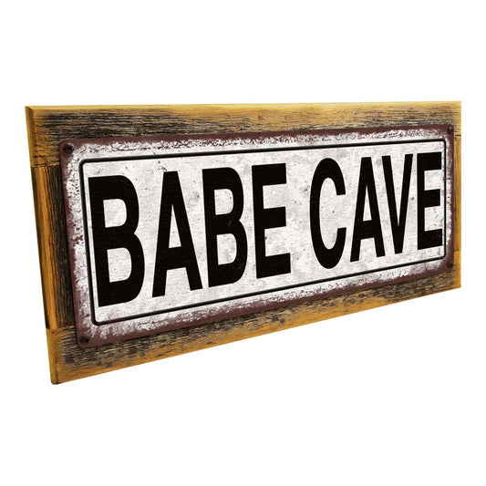 Framed Babe Cave Metal Sign