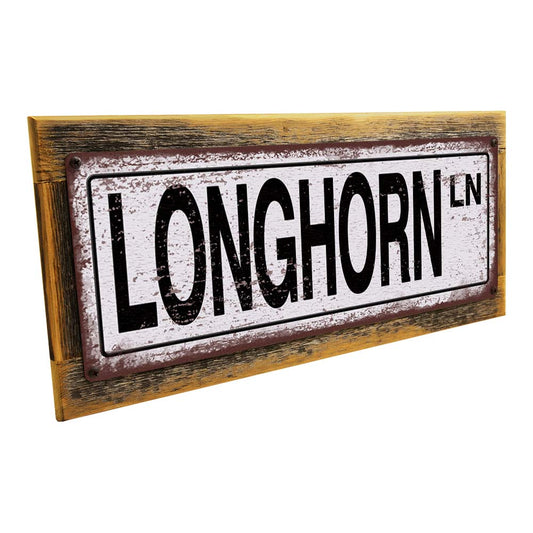 Framed Longhorn Ln Metal Sign