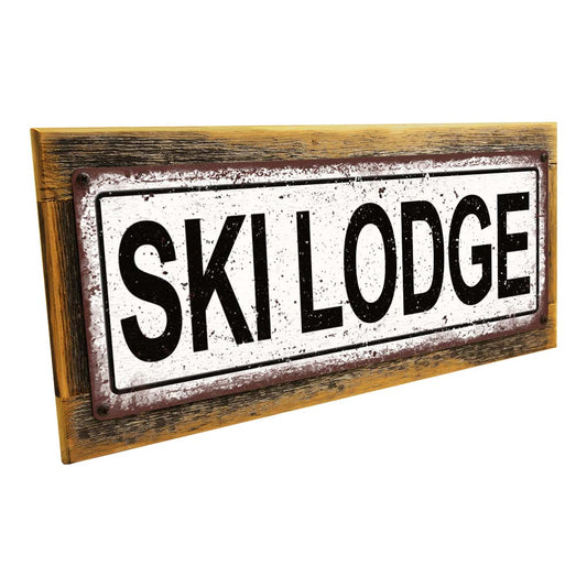 Framed Ski Lodge Metal Sign