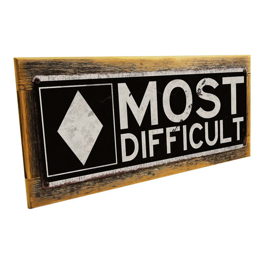 Framed Most Difficult Ski Slope Metal Sign