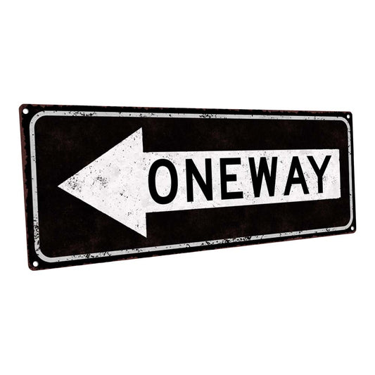 One Way Left Arrow Metal Sign