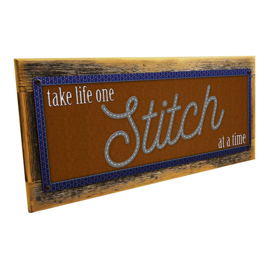 Framed Take Life One Stitch At A Time Metal Sign