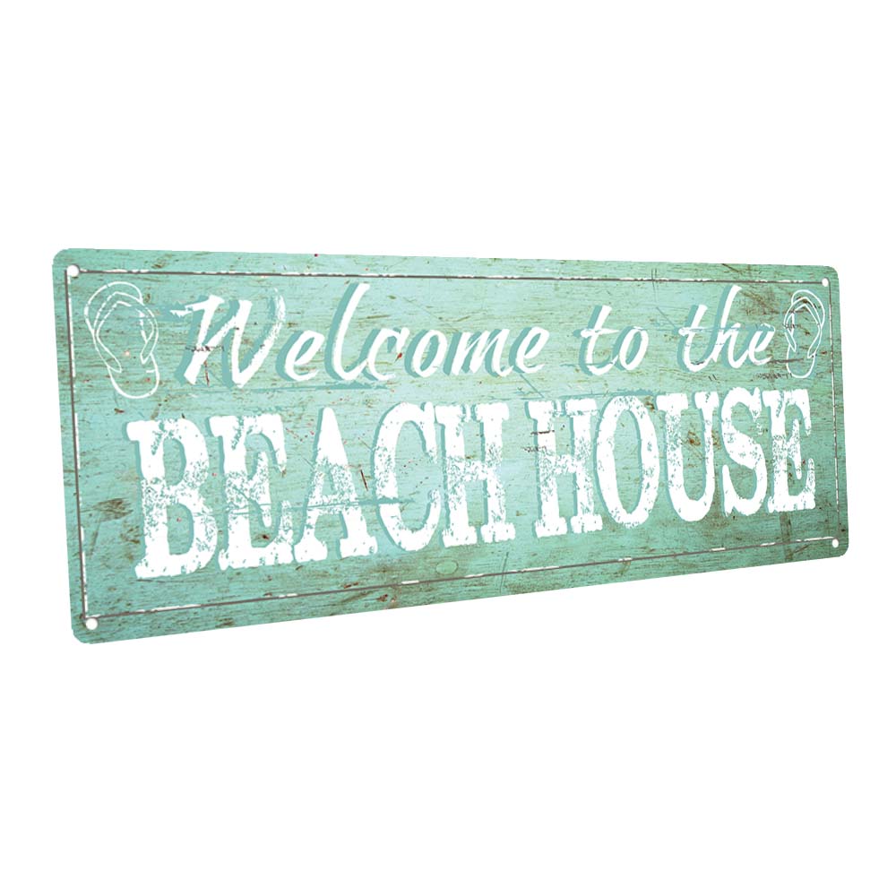 Welcome To Our Beach House Metal Sign