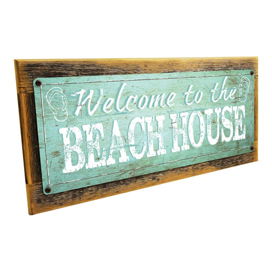 Framed Welcome To Our Beach House Metal Sign