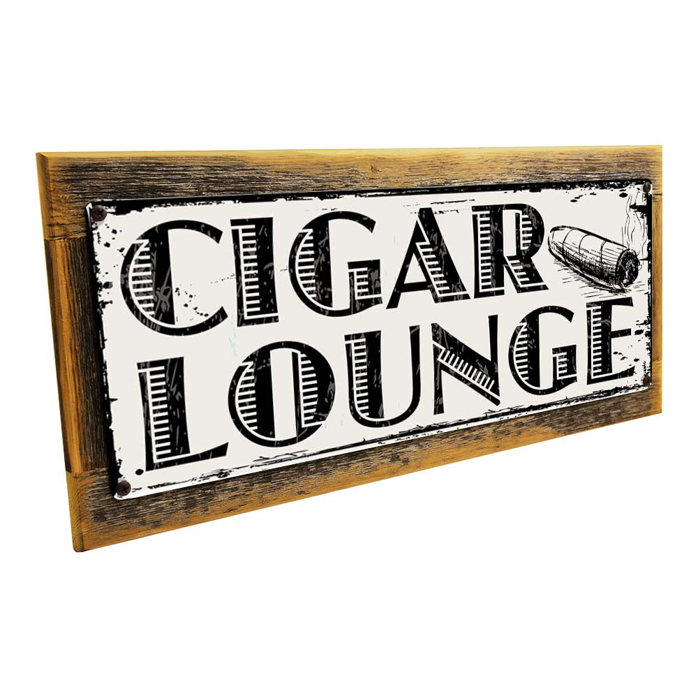 Framed Cigar Lounge Metal Sign
