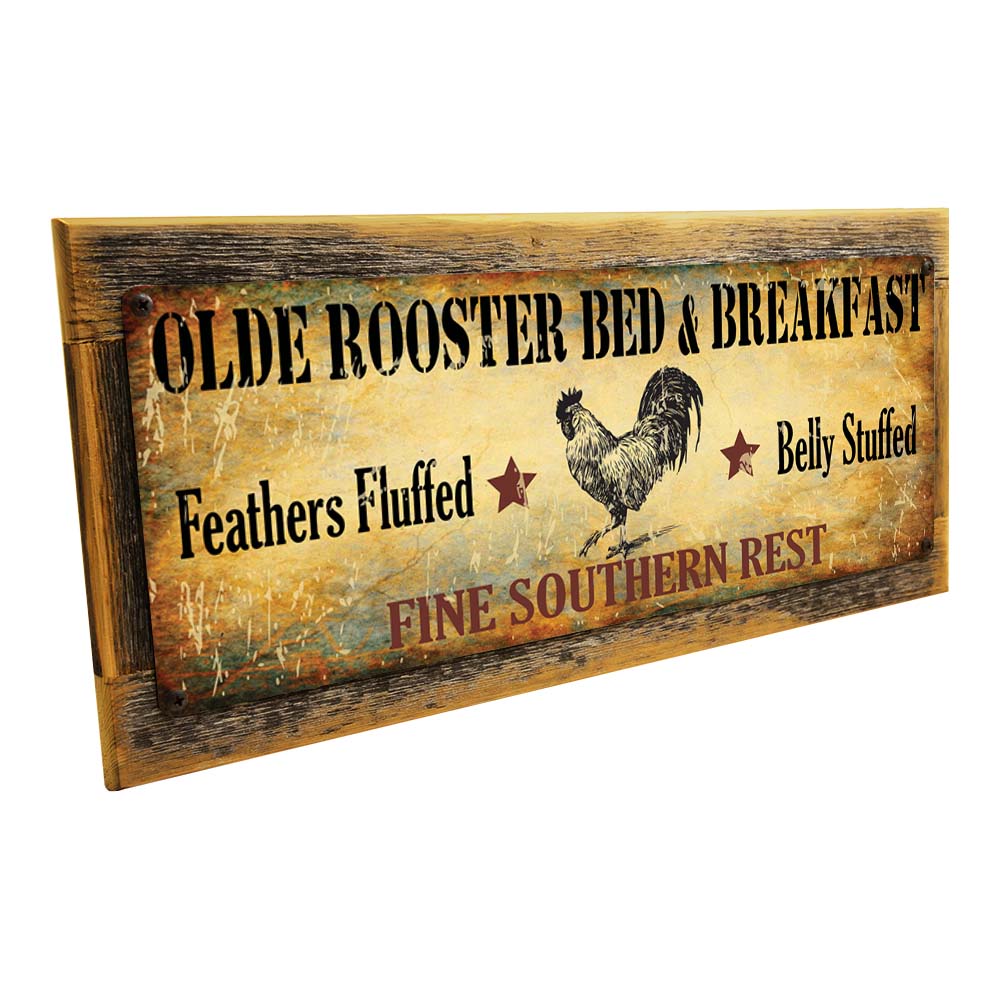 Framed Olde Rooster Bed And Breakfast Metal Sign