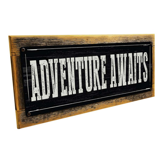 Framed Adventure Awaits Metal Sign