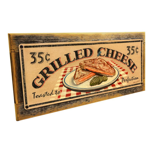 Framed Grilled Cheese Sandwich Metal Sign