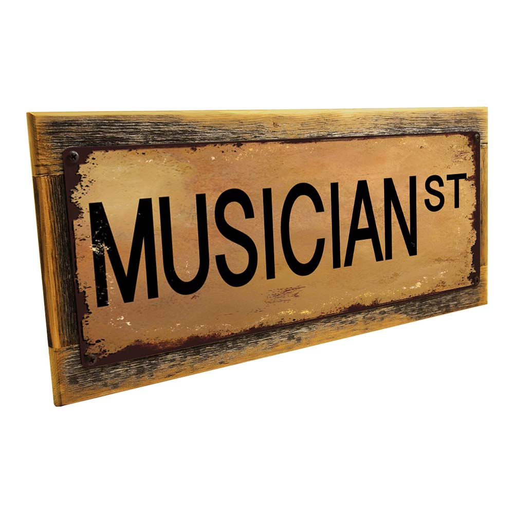 Framed Musician Street Metal Sign